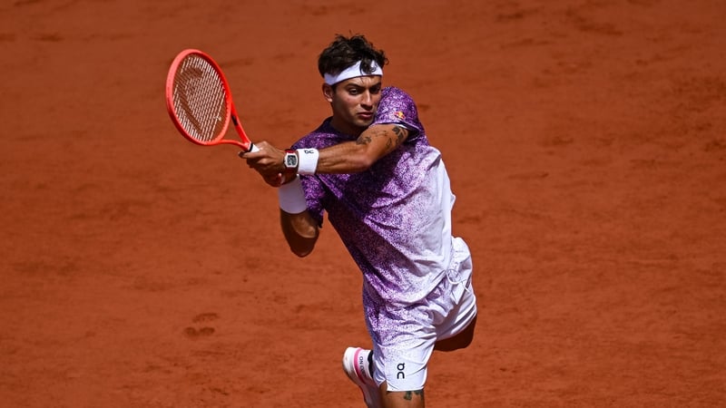 PARIS, FRANCE - MAY 30: Flavio Cobolli of Italy in action against Learner Tien of the United States during the Men's Singles third round match on Day Seven of the 2026 French Open at Roland Garros on May 30, 2026 in Paris, France. (Photo by Daniel Kopatsc