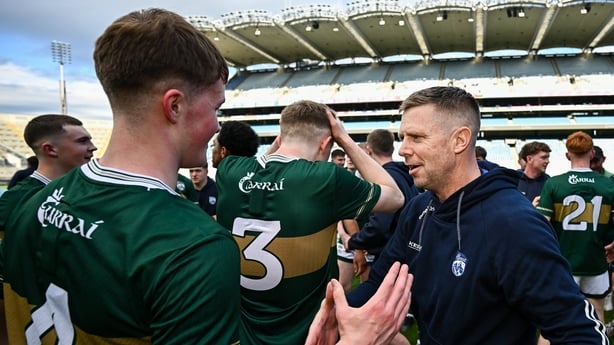Kerry manager Tomas Ó Sé and Dara Stack after the full-time whistle