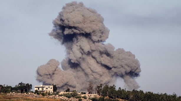 This picture taken from the Marjayoun area in southern Lebanon shows smoke rising after an Israeli airstrike on the village of Arnoun on May 31, 2026