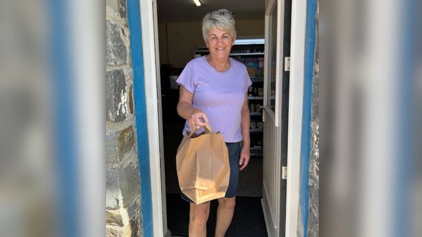 Mags Keane leaving An Siopa Beag with her shopping
