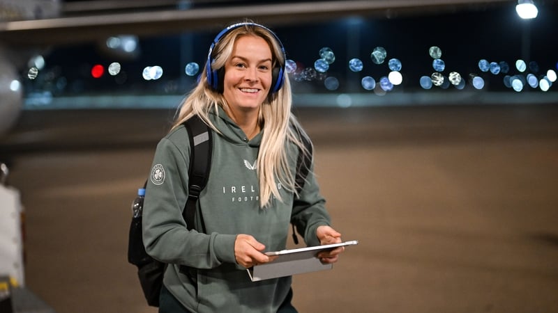 Republic of Ireland's Lily Agg at Tbilisi International Airport on the team's arrival in Georgia for their UEFA Women's EURO 2025 Play-off first round first leg match against Georgia on Friday.