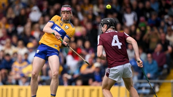 31 May 2026; Thomas O'Connor of Clare scores his side's third goal past TEd O'Reilly of Galway during the Fulfil GAA Hurling All-Ireland U20 Championship final match between Clare and Galway at FBD Semple Stadium in Thurles, Tipperary. Photo by Brendan Mo