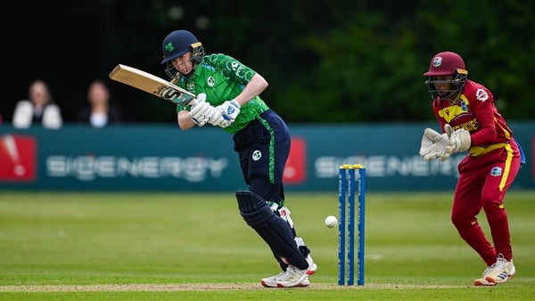 Ireland batter Louise Little in action against the West Indies