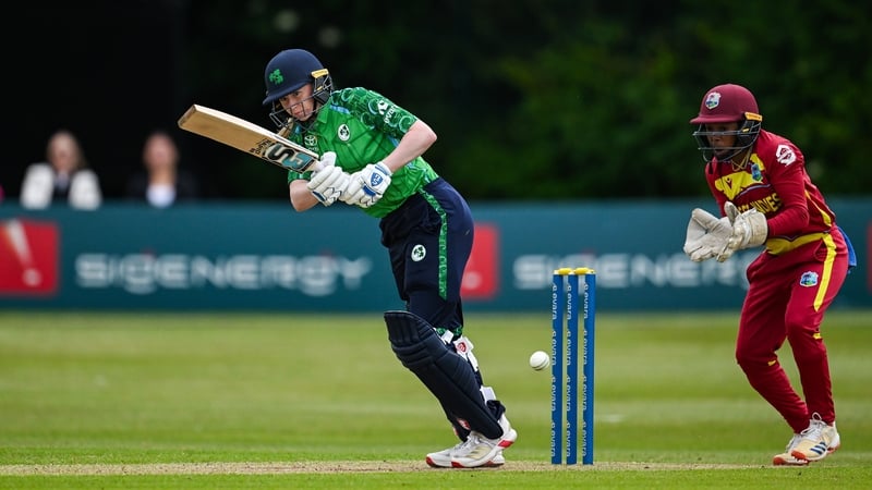 Ireland batter Louise Little in action against the West Indies