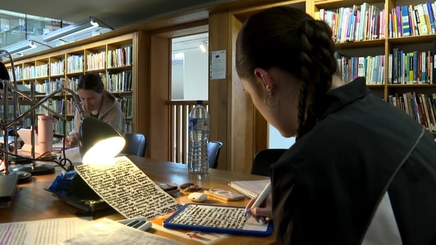 Leaving Cert students are pictured in a library, preparing for their exams