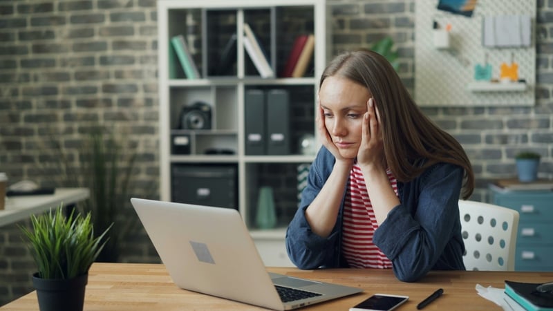 worker unhappy office laptop workplace
