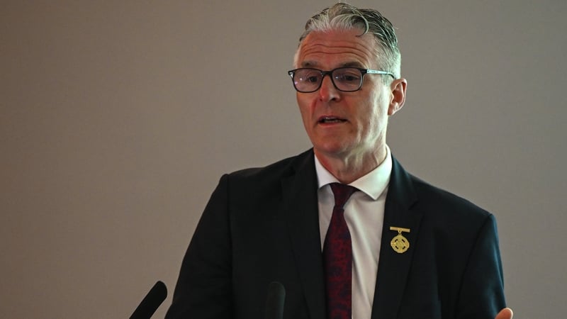 5 May 2026; Uachtarán Chumann Lúthchleas Gael Jarlath Burns speaking at the launch of the Tailteann Cup at Croke Park in Dublin. Photo by Sam Barnes/Sportsfile