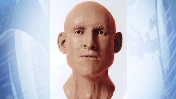 A clay model construction using skull found in Irish sea