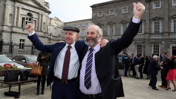 Michael Healy-Rae and Danny Healy-Rae arriving at Leinster House in 2016 for their first day in the Dáil