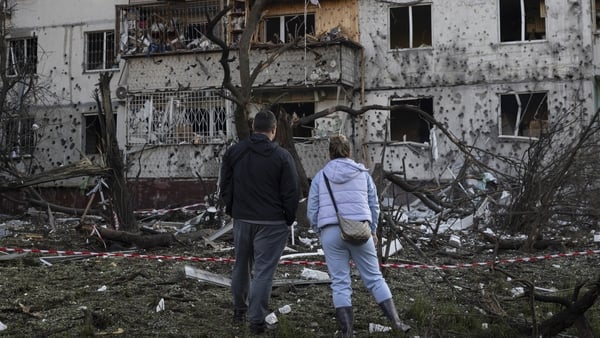 KYIV, UKRAINE - JUNE 2: Destruction and debris littered the streets following a massive combined strike by Russian missiles and drones on June 2, 2026 in Kyiv, Ukraine. Russia attacked the Ukrainian capital, deploying over 700 air-launched weapons, includ