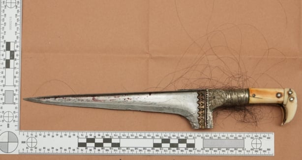 The Sikh kirpan blade used by Vickrum Digwa to murder Henry Nowak in the English city of Southampton