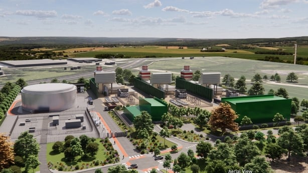 A computer generated render of the Kilshane Energy lodged plans for a 680MW power plant