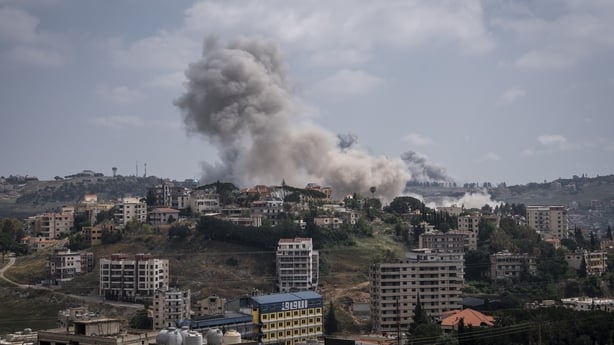 An Israeli airstrike in Nabatieh, Lebanon