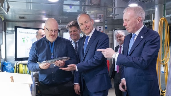 Graham Johnston, Marine Institute, Dr Rick Officer CEO Marine Institute, Taoiseach Micheál Martin, Martin Hayden Chairperson  Marine Institute, and Timmy Dooley Minister of State