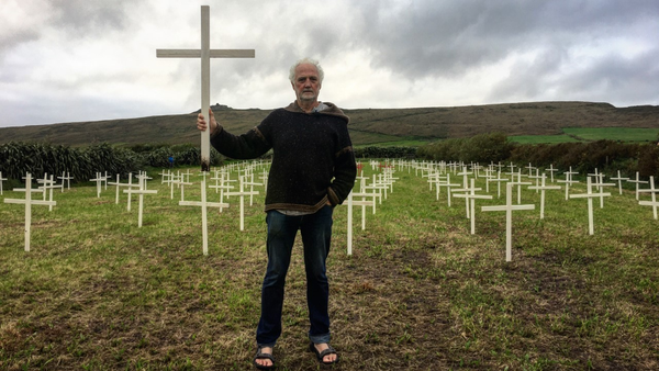 Breanndán Begley has erected 235 wooden crosses to symbolise the fall off in the local population