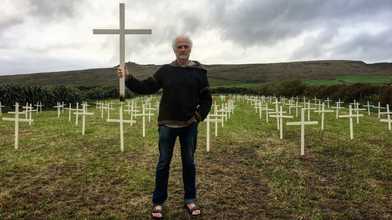 Breanndán Begley has erected 235 wooden crosses to symbolise the fall off in the local population