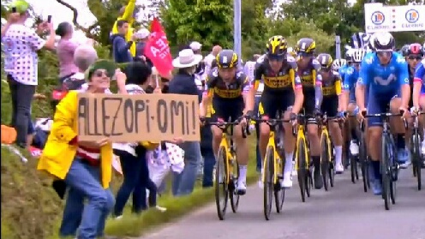 Police are looking for the spectator, seen here moments before the crash (Pic: Gendarmerie du Finistere)