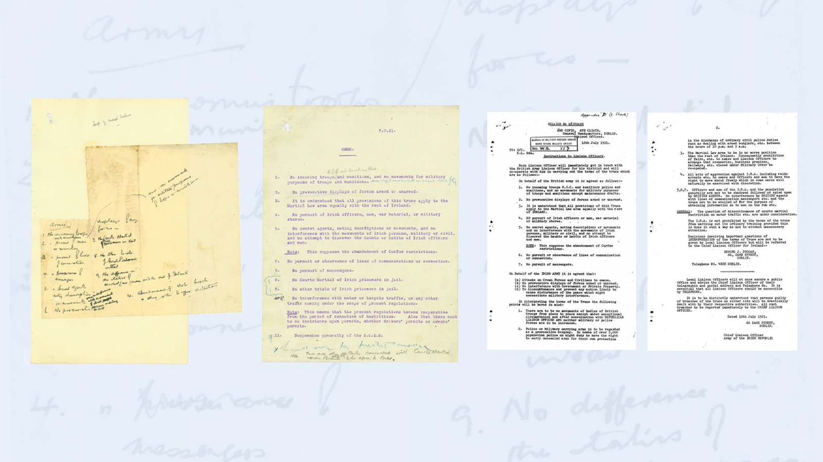 THE FIRST DRAFT OF FREEDOM: How the Truce evolved from Michael Collins' handwritten first draft to the final instructions issued to IRA officers across the country (By kind permission of the National Archives / Bureau Collection in Military Archives)