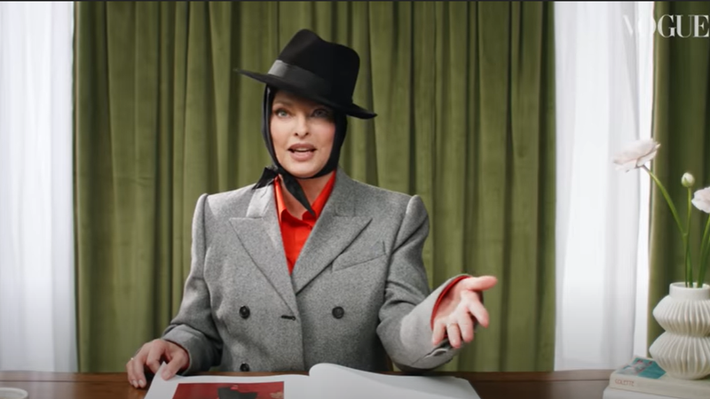 Linda Evangelista - "I'm so grateful for the support I got from my friends and from my industry" Screengrab: British Vogue