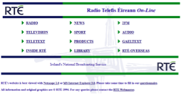 Screen grab of RTE.ie in 1996